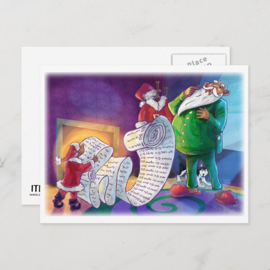 Cartes Pour Fêtes Annuelles Vérifier deux fois Père Noël (Devant / Derrière)