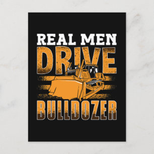Cartes Pour Fêtes Annuelles Véritable Homme Conduire Bulldozer Travailleur du