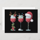 Cartes Pour Fêtes Annuelles Verre à vin Père Noël Noël Saison des fêtes Boire (Devant / Derrière)