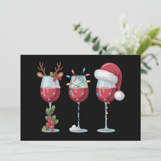 Cartes Pour Fêtes Annuelles Verre à vin Père Noël Noël Saison des fêtes Boire (Debout devant)