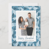 Cartes Pour Fêtes Annuelles Verre Bleu Joyeux Hanoukka 3 Photo (Devant)