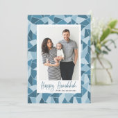 Cartes Pour Fêtes Annuelles Verre Bleu Joyeux Hanoukka 3 Photo (Debout devant)