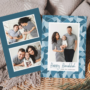 Cartes Pour Fêtes Annuelles Verre Bleu Teinté Joyeux Hanoukka 3 Photo