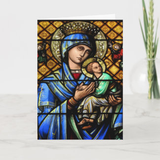 Cartes Pour Fêtes Annuelles Verre souillé Madonna de Français et Noël d'enfant