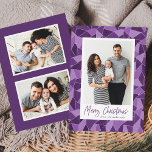 Cartes Pour Fêtes Annuelles Verre violet moderne Joyeux Noël Photo<br><div class="desc">Envoyez des voeux de vacances à vos amis et à votre famille avec ces cartes photo de Noël modernes. Le design comprend votre photo de famille verticale préférée encadrée en blanc avec un arrière - plan de verre aquarellé dépoli dans les tons clairs et violet foncé. "Joyeux Noël" s'affiche ci-dessous...</div>