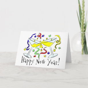 Cartes Pour Fêtes Annuelles Verres de Martini de bonne année