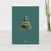 Cartes Pour Fêtes Annuelles Vert aquarelle Noël Arbre de neige Flèches (Dos)