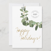Cartes Pour Fêtes Annuelles Vert Blanc Moderne Wreath Logo d'entreprise Happy (Devant)