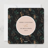 Cartes Pour Fêtes Annuelles Vert doré Béni Deux Photo Noir (Dos)