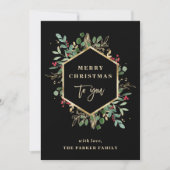 Cartes Pour Fêtes Annuelles Vert doré sur noir | Joyeux Noël (Devant)