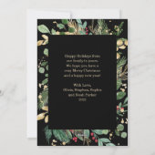 Cartes Pour Fêtes Annuelles Vert doré sur noir | Joyeux Noël (Dos)