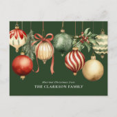 Cartes Pour Fêtes Annuelles Vert Élégant Aquarelle de Noël (Devant)