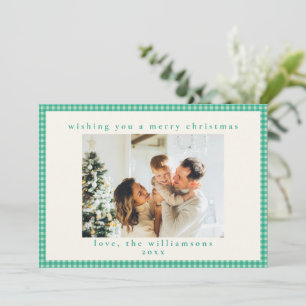 Cartes Pour Fêtes Annuelles Vert émeraude gingham à carreaux Noël en famille