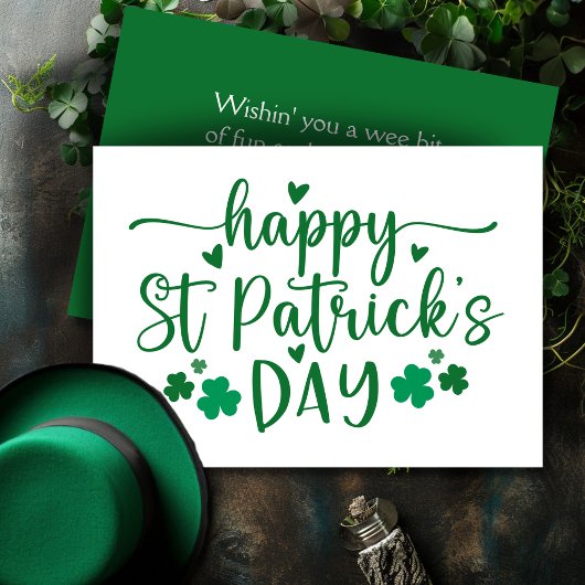 Cartes Pour Fêtes Annuelles Vert et blanc Joyeux St. Patrick's Day Custom