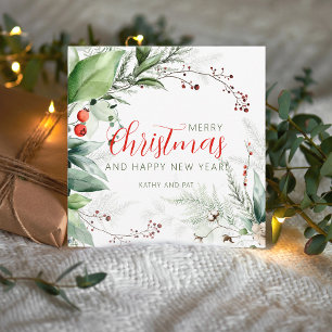Cartes Pour Fêtes Annuelles Vert festif aquarelle Joyeux Noël