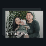 Cartes Pour Fêtes Annuelles Vert foncé Minimal Première photo de famille de No<br><div class="desc">Carte de vacances pour la première famille de Noël Vert foncé</div>