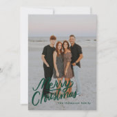 Cartes Pour Fêtes Annuelles Vert foncé Moderne tendance Joyeux Noël Photo (Devant)