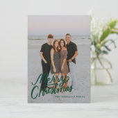 Cartes Pour Fêtes Annuelles Vert foncé Moderne tendance Joyeux Noël Photo (Debout devant)