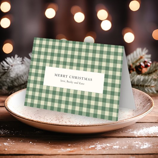 Cartes Pour Fêtes Annuelles Vert Gingham Noël Moderne Rustique