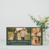 Cartes Pour Fêtes Annuelles Vert Joyeux Noël 3 Photo Élégante Botanique (Debout devant)