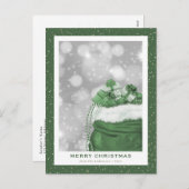 Cartes Pour Fêtes Annuelles Vert Joyeux Noël moderne étincelant (Devant / Derrière)