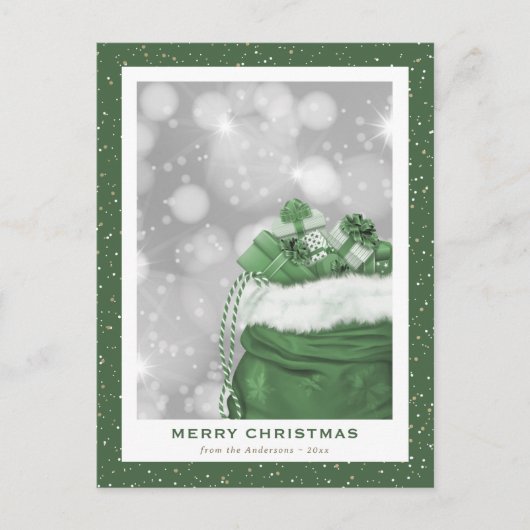 Cartes Pour Fêtes Annuelles Vert Joyeux Noël moderne étincelant (Devant)