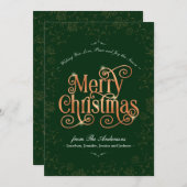Cartes Pour Fêtes Annuelles Vert Joyeux Noël Or Texte Sans Photo Personnalisé (Devant / Derrière)