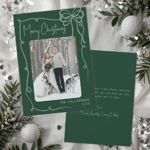 Cartes Pour Fêtes Annuelles Vert joyeux Noël vert dessiné à la main