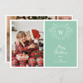 Cartes Pour Fêtes Annuelles Vert menthe moderne et crête classique blanche 2 p (Devant / Derrière)