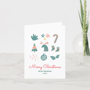 Cartes Pour Fêtes Annuelles Vert mignon non photo Dessins de Noël simples