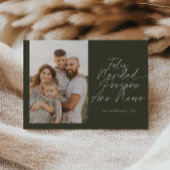 Cartes Pour Fêtes Annuelles Vert moderne Feliz Navidad Script Noël