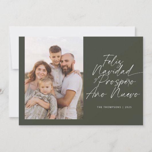 Cartes Pour Fêtes Annuelles Vert moderne Feliz Navidad Script Noël (Devant)