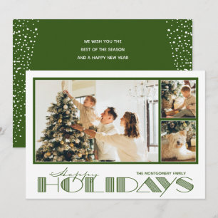 Cartes Pour Fêtes Annuelles Vert Multiple Photo Joyeux