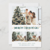 Cartes Pour Fêtes Annuelles Vert Noël Lumières Neige 3 Photo Collage (Devant)