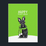 Cartes Pour Fêtes Annuelles Vert noir d'hiver de Noël d'écharpe de Scottie<br><div class="desc">Art orienté d'hiver noir de Scottie qui fait des salutations uniques,  des cadeaux et le décor de vacances de Noël. Art et conception d'Andie/de -Laisse Art™. Une partie de ses chiens et chats dans la collection d'écharpes et de casquettes.</div>