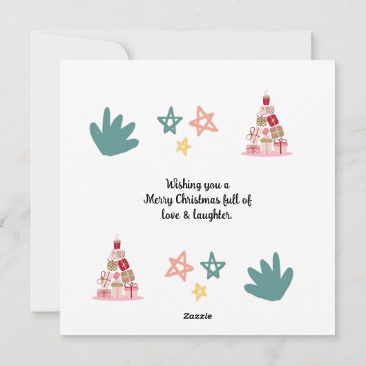 Cartes Pour Fêtes Annuelles Vert non photo mignon Dessins de Noël simples (Dos)