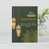 Cartes Pour Fêtes Annuelles Vert or moderne Ramadhan Kareem (Debout devant)