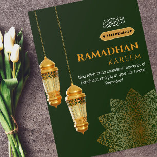 Cartes Pour Fêtes Annuelles Vert or moderne Ramadhan Kareem