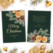Cartes Pour Fêtes Annuelles Vert Orange Élégant Citrus Noël