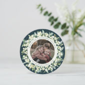 Cartes Pour Fêtes Annuelles Vert Rond/Carré Snowberry+Eucalyptus Photo (Debout devant)