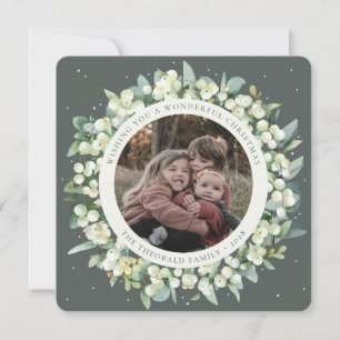 Cartes Pour Fêtes Annuelles Vert Rond/Carré Symphorine+Eucalyptus Photo