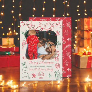 Cartes Pour Fêtes Annuelles Vert rouge irrégulier illustration amusant photo N