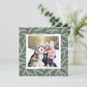 Cartes Pour Fêtes Annuelles Vert sage | Pine Branch Christmas Photo Carré (Debout devant)