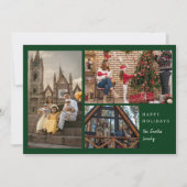 Cartes Pour Fêtes Annuelles Vert Simple Élégant 3 photo Mini Noël (Devant)