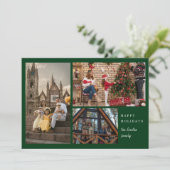 Cartes Pour Fêtes Annuelles Vert Simple Élégant 3 photo Mini Noël (Debout devant)