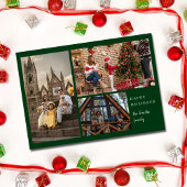 Cartes Pour Fêtes Annuelles Vert Simple Élégant 3 photo Mini Noël