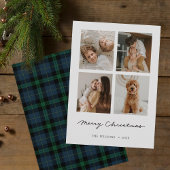 Cartes Pour Fêtes Annuelles Vert Tartan Plaid Joyeux Noël Multi Photo