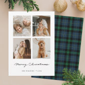 Cartes Pour Fêtes Annuelles Vert Tartan Plaid Joyeux Noël Multi Photo