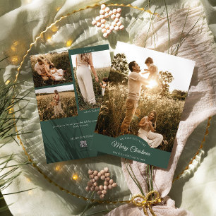 Cartes Pour Fêtes Annuelles Vert Très Joyeux Noël Quatre Photo Vertical