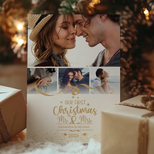 Cartes Pour Fêtes Annuelles Vertical First Christmas 4 Photo Layout